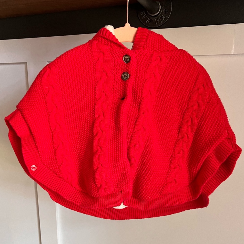 Red Knit Hooded Cape